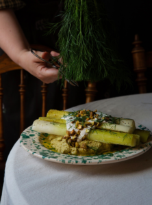 Purjolök med pistagekräm och tryffel