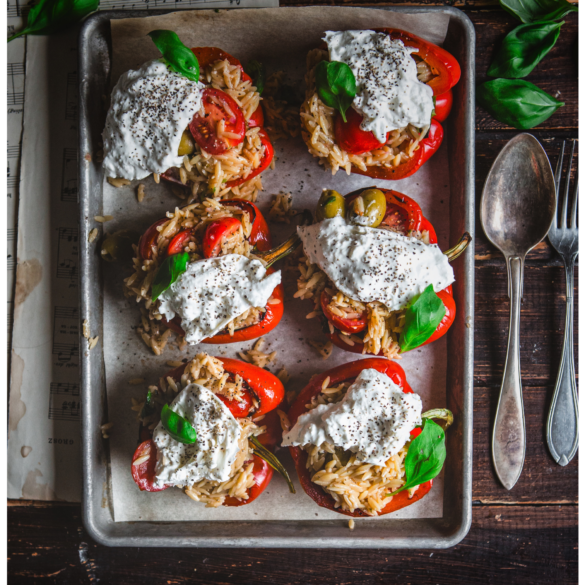 Fylld paprika med risoni och burrata