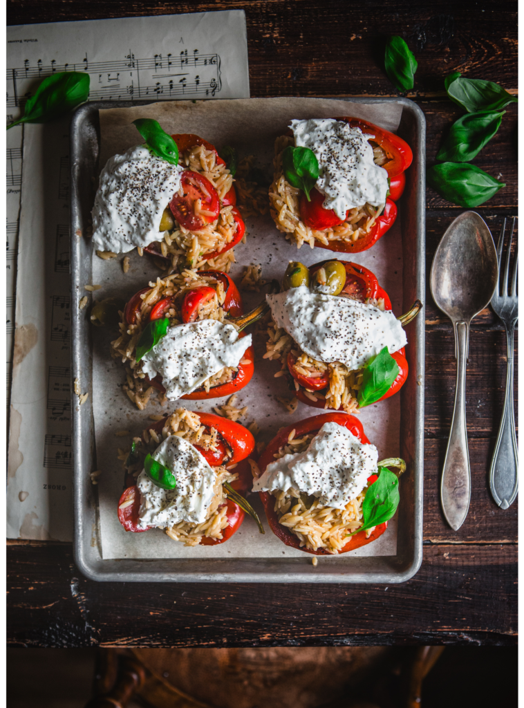 Fylld paprika med risoni och burrata