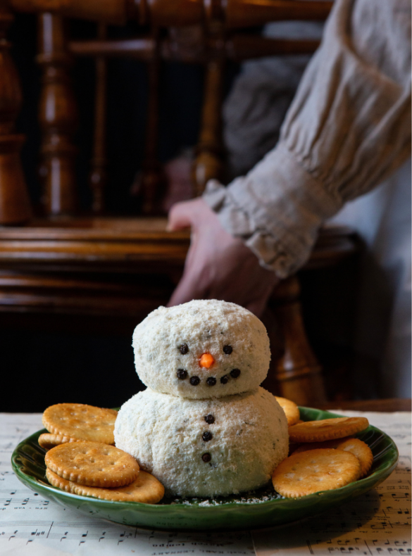 Boursin snowman cheeseball